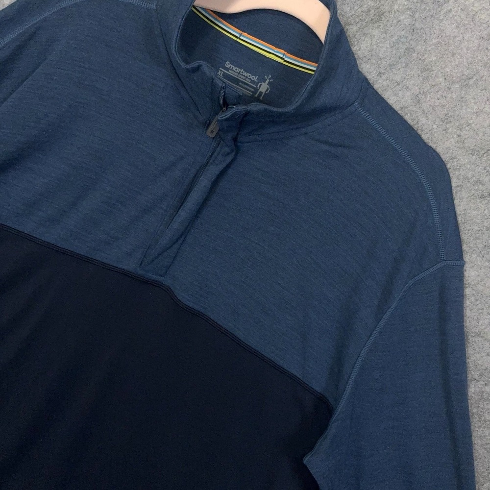 Smartwool Merino Sport 250‎ Pullover Mens XL Blue Base Layer 1/4 Zip